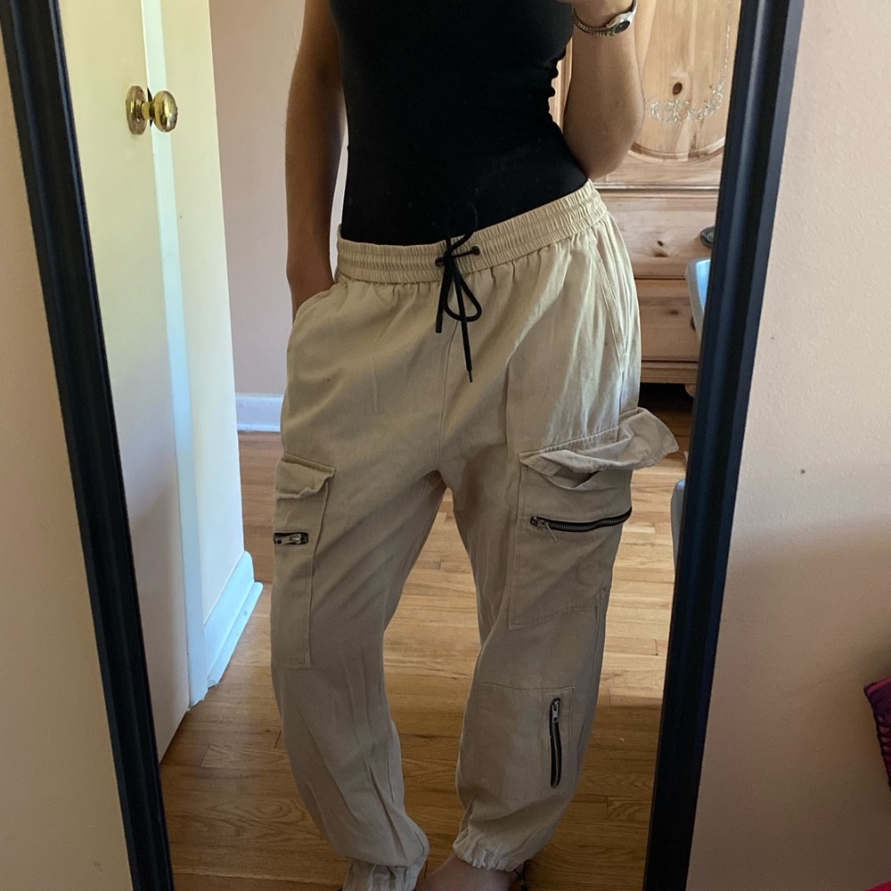 LF multi zip cargo pant beige taupe NEW